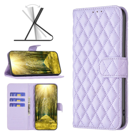 Etui z klapką do Samsung Galaxy A15, Wallet, BINFEN COLOR, fioletowe