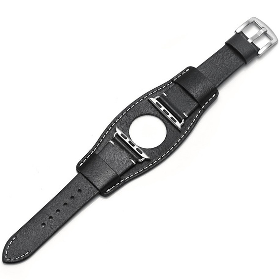 Pasek Skórzany do Apple Watch 1/2/3/4/5/6/7/8/9/10/11/SE Ultra 1/2/3 42/44/45/46/49mm, Czarny
