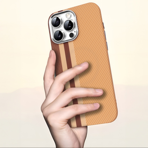 Etui do iPhone 13 Pro, Carbon Fiber MagSafe, żółte