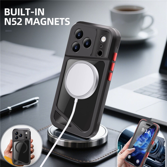 Etui Wodoodporne IP68 do iPhone 17 Pro, SHELLBOX GTM MagSafe, czarne