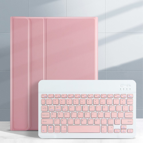 Etui z klawiaturą do iPad 10.2" 2021/2020/2019 (9/8/7 gen.), Keyboard Cover Pen Slot, różowe rose gold