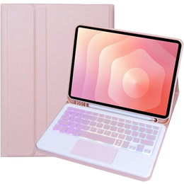 Etui z podświetlaną klawiaturą Bluetooth i touchpadem do Samsung Galaxy Tab S11 – różowe