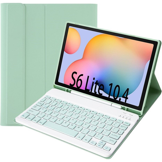 Etui z klawiaturą do Samsung Galaxy Tab S6 Lite 10.4" 2020/2022/2024, Pen Slot, zielone