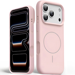 Etui silikonowe do iPhone 17 Pro Max - kompatybilne z MagSafe, antywstrząsowe, różowe