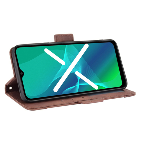 Etui z klapką do Oppo Reno5 Lite, Card Slot, brązowe
