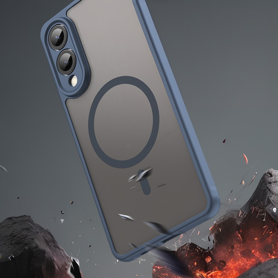 Etui do Samsung Galaxy S25 Edge, Kickstand Matt Case, do MagSafe, niebieskie + Szkło na ekran