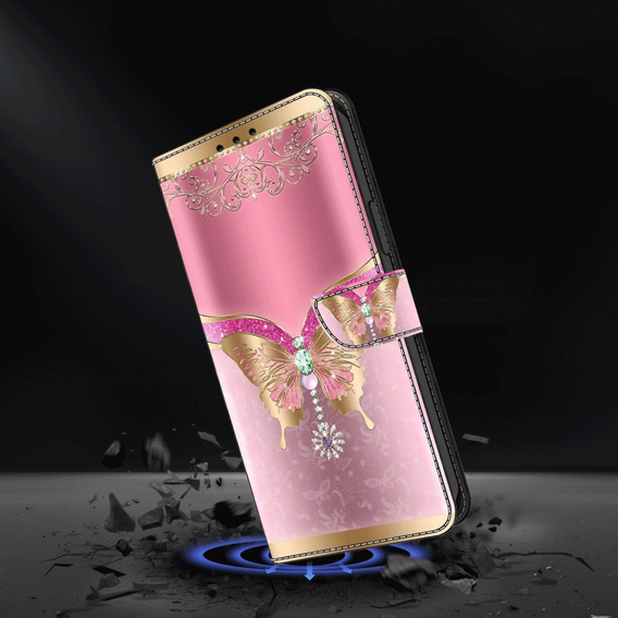 Etui z klapką do Xiaomi Redmi Note 12 4G, Wallet, Butterfly różowe