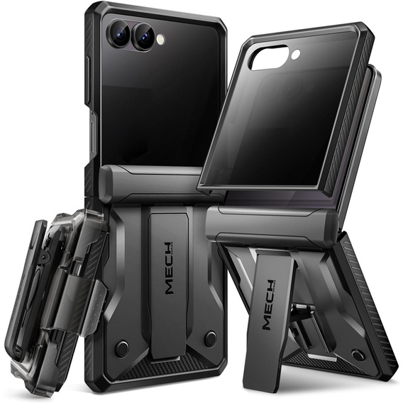 Etui do Samsung Galaxy Z Flip 7, Tongate MECH z klipsem, czarne