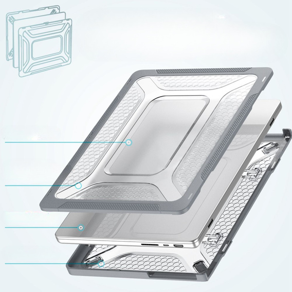  Etui Pancerne Kickstand do Macbook Pro 14 2021 A2442, Szare