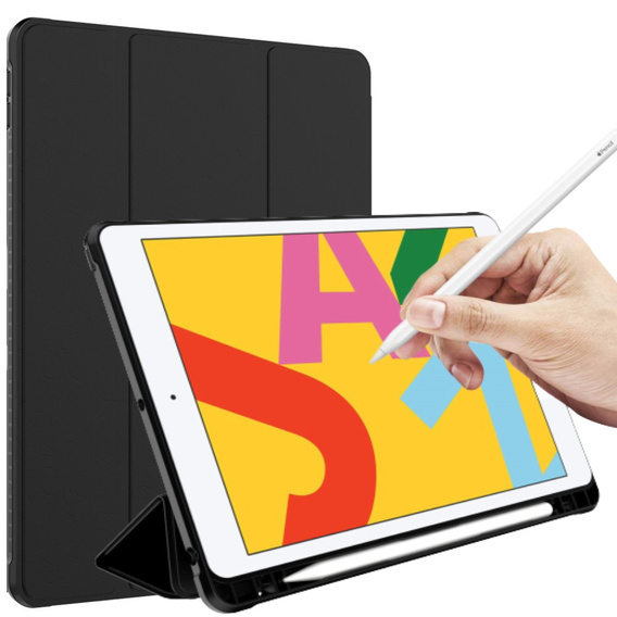 Etui do iPad 10.2" 2021/2020/2019 (9/8/7 gen.), Tri-Fold z miejscem na rysik, Czarne