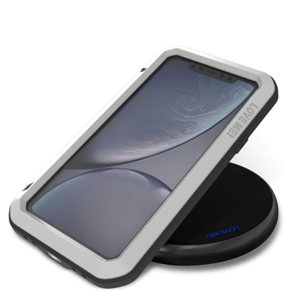 Etui Love Mei do iPhone 11, pancerne ze szkłem, srebrne