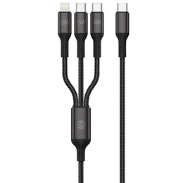 Forever Kabel 3w1 USB typ-C / microUSB / Lightning 60W/120cm, czarny