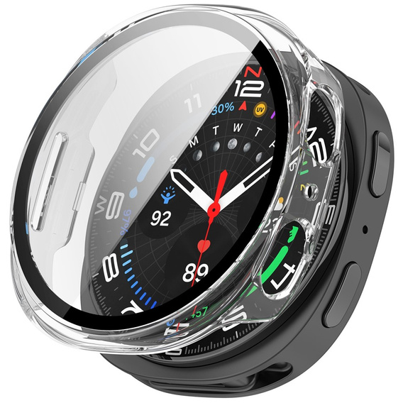 2w1 Etui + Szkło Hartowane do Samsung Galaxy Watch 8 40mm, Przezroczyste