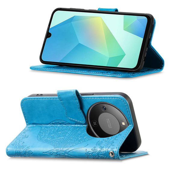 Etui z klapką do Honor Magic 8 Lite, Butterfly, niebieskie