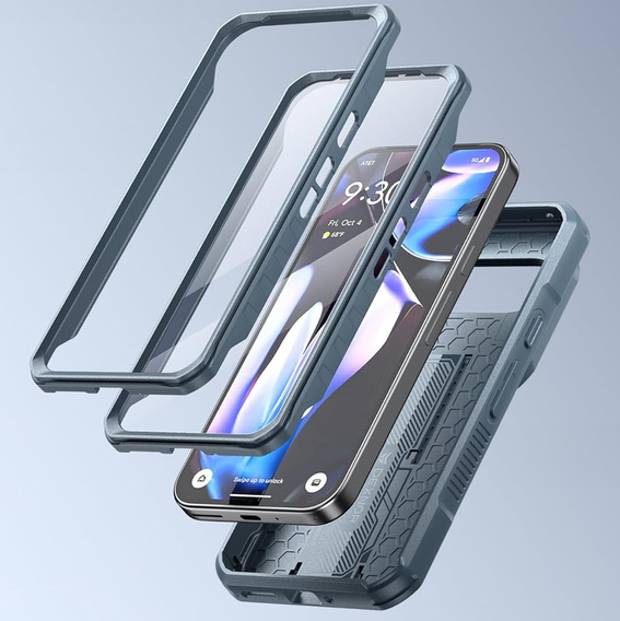 Etui pancerne do Google Pixel 9, Dexnor Full Body (Two Frames), niebieskie