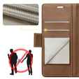Etui do Oppo Reno 11F, ERBORD Glossy Litchi, portfel z klapką, brązowe