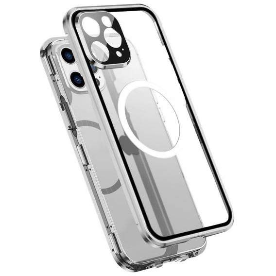 Etui Magnetic Dual Glass MagSafe do iPhone 14 Pro, srebrne