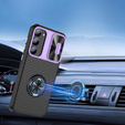 Etui do Samsung Galaxy S23, Camera Slide Ring, czarne / fioletowe