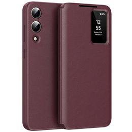 Etui do Samsung Galaxy S25 Edge – Smart View z kieszenią na kartę, bordowe