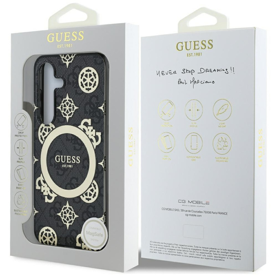Etui GUESS do Samsung Galaxy S25, Magnetic IML Peony, czarne