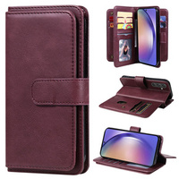 Etui z klapką do Samsung Galaxy A55 5G, 10 Card Slots Wallet, bordowe