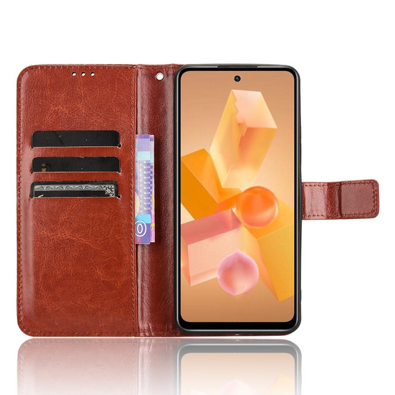 Etui z klapką do Infinix Hot 40i, Crazy Horse Wallet, brązowe