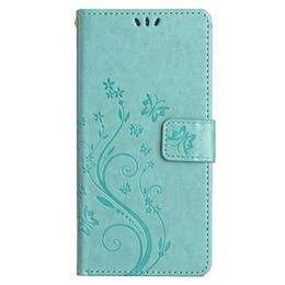 Etui z klapką do Samsung Galaxy A25 5G, Butterfly, miętowe + szkło 9H