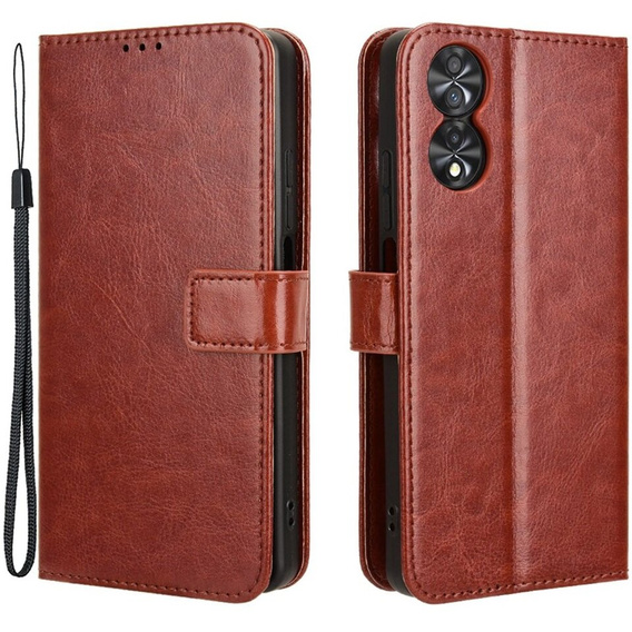 Etui z klapką do TCL 40 NxtPaper, Crazy Horse Wallet, brązowe