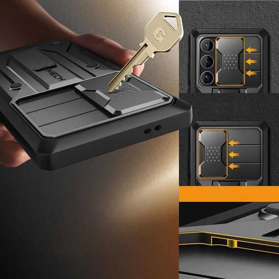 Etui do Samsung Galaxy S25 Ultra, Tongate MECH Series, Klips do paska, czarne