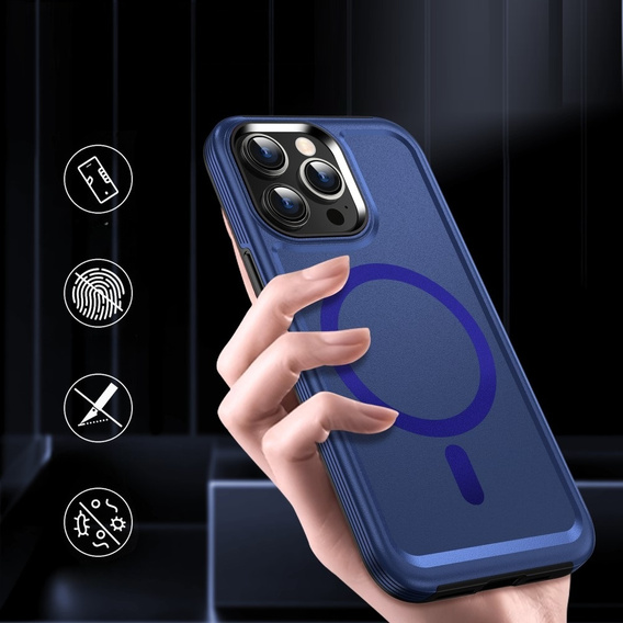 Etui magnetyczne MagGuard do iPhone 15 Pro Max, MagSafe, niebieskie