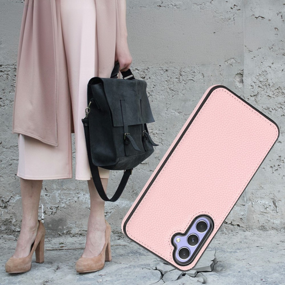 Etui skórzane do Samsung Galaxy A54, Obudowa Lychee leather Case, różowe