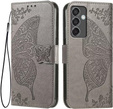 Etui z klapką do Samsung Galaxy M55 5G, Butterfly, szare