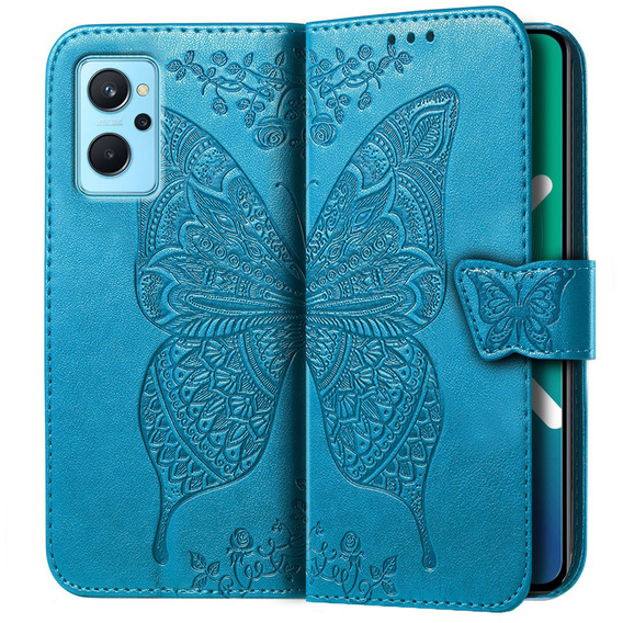 Etui z klapką do Realme 9i / Oppo A96, Butterfly, niebieskie