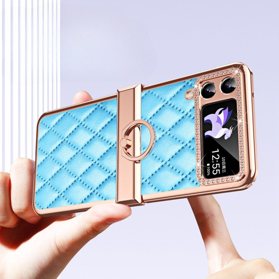 Etui do Samsung Galaxy Z Flip 4 5G, Rhombus Grid, niebieskie