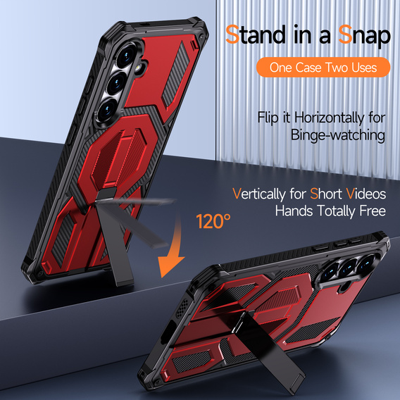 Etui ochronne do Samsung Galaxy S25 FE do MagSafe, z podstawką, czerwone