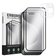 2x Szkło + szybka na aparat do iPhone 15 Pro, ERBORD Hartowane 3D