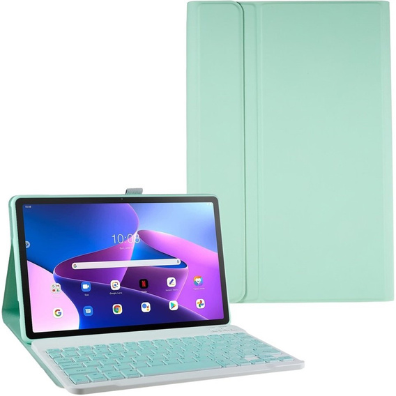 Etui z klawiaturą do Lenovo Tab M10 Plus Gen 3 TB-125F TB-128F, zielone