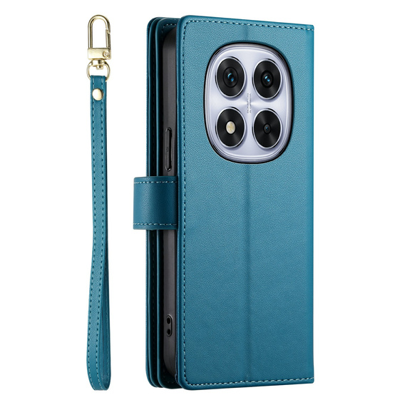 Etui z klapką do Xiaomi Redmi Note 15 Pro Plus 5G, Wallet Zipper Pocket, niebieskie