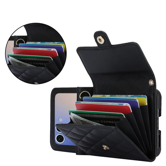 Etui skórzane Card Slots do Samsung Galaxy Z Flip7, czarne