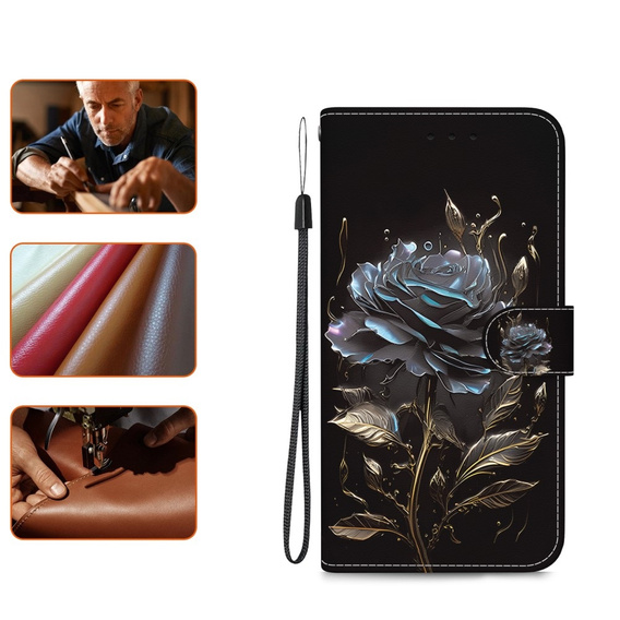 Etui z klapką do Infinix Hot 40i, Wallet, Rose czarne