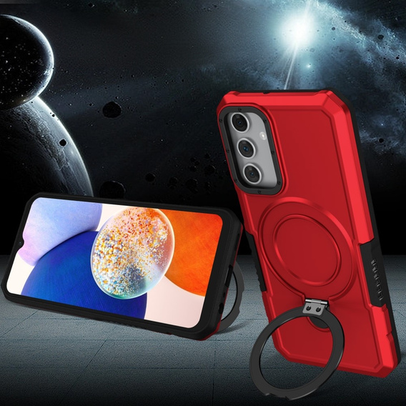 Etui do Samsung Galaxy A15 5G, Kickstand Ring, czerwone + szkło 9H