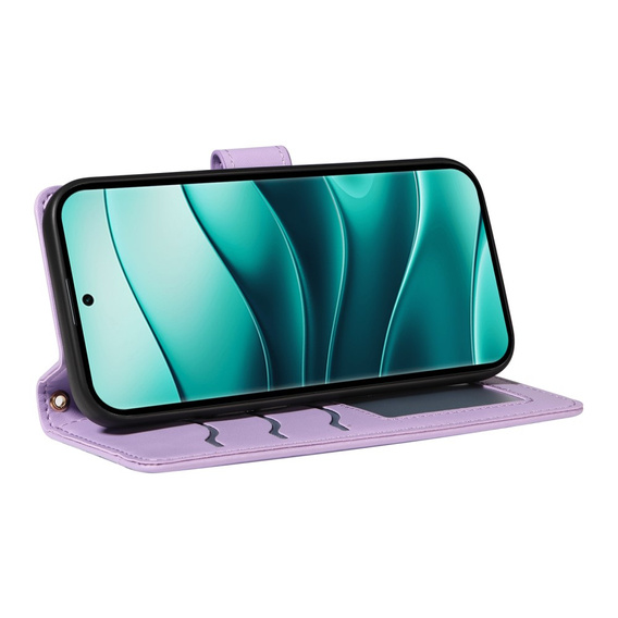Etui z klapką do Xiaomi Redmi Note 14 Pro 5G / Xiaomi Redmi Note 14 Pro+ 5G / Xiaomi Poco X7 5G, Rhombus Crossbody Leather, fioletowe
