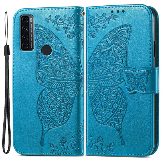 Etui z klapką do TCL 20 SE, Butterfly, niebieskie