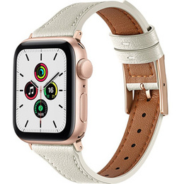 Pasek Skórzany do Apple Watch 1/2/3/4/5/6/7/8/9/10/11/SE 38/40/41/42mm, Beżowy