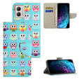 Etui z klapką do Motorola Moto G73 5G, Wallet, Owls niebieskie