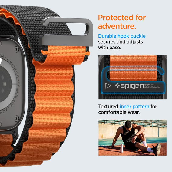Pasek Spigen WBF1 Band do Apple Watch 8/9/10/11/SE/Ultra 1/2 (44/45/46/49 mm) – Black / Orange