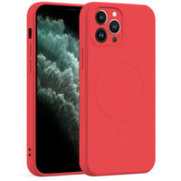 Zestaw Etui Silicone Mag Cover do iPhone 11 Pro, czerwone + Szkło