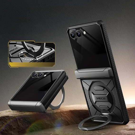 Etui do Samsung Galaxy Z Flip 7, Tongate MECH Magsafe, czarne