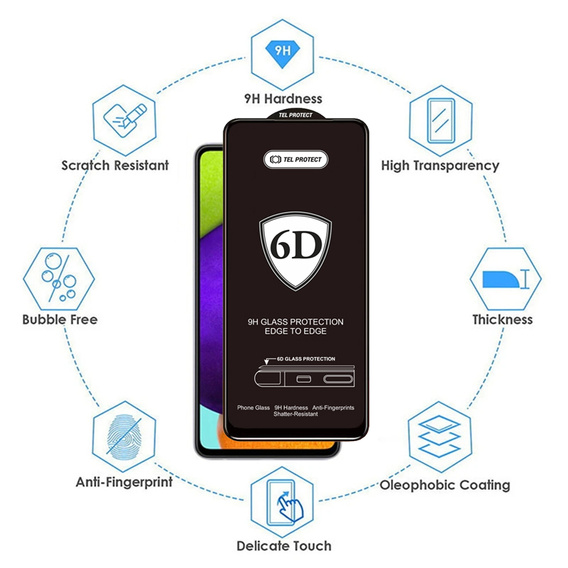 Szkło hartowane Full Glue 6D do Samsung Galaxy A16 4G/5G / A17 5G / A26 5G / M16 5G – czarna ramka