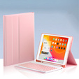 Etui z klawiaturą do iPad 10.2" 2021/2020/2019 (9/8/7 gen.), Keyboard Cover Pen Slot, różowe rose gold